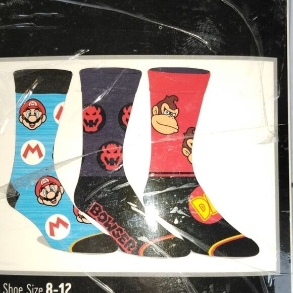 Men's Super Mario Crew Socks Size 8-12 - Picture 3 of 4